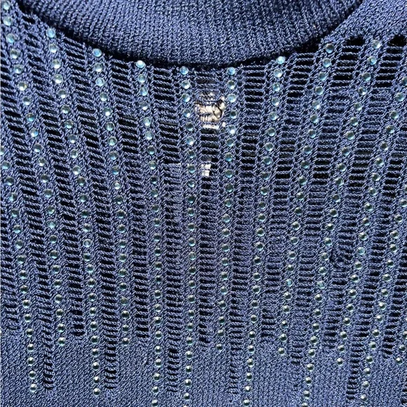 Vintage St. John for Saks embellished knit sweater Dress Navy Women's Sz 8 USA - Picture 5 of 15